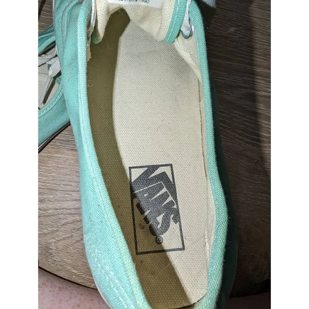 VANS Women Sz 7.5 M Green Lace Up Fashion‎ Sneakers Fabric Shoe